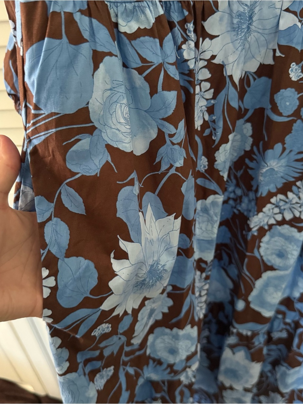 RACHEL Zoe Blue Floral Brown Button-Front Maxi Dress - Picture 4 of 5